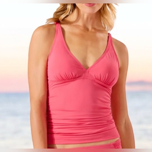 Tommy Bahama Pearl V-Neck Long Tankini - XL - New - Picture 1 of 8